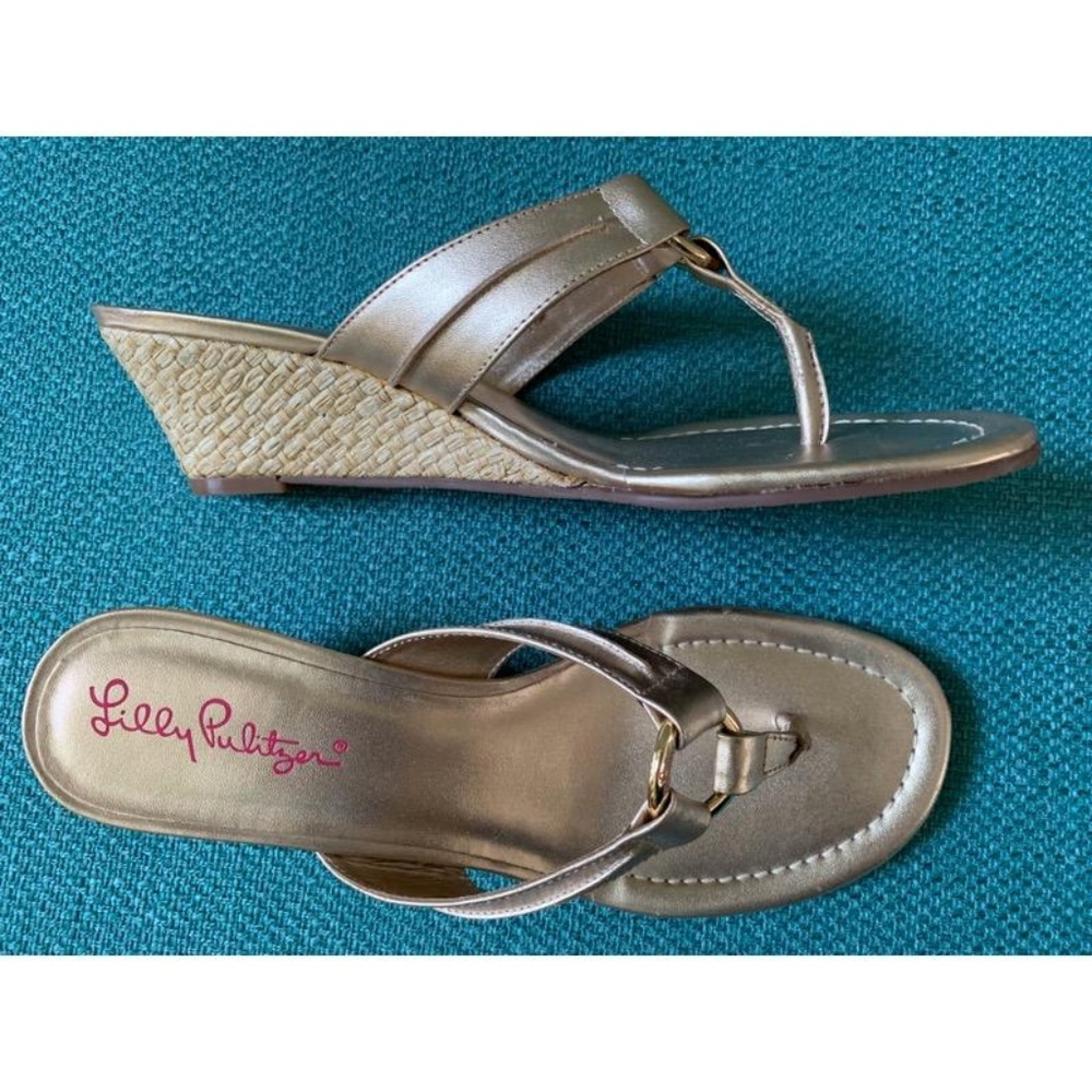 Lilly Pulitzer Gold Wedge Sandals